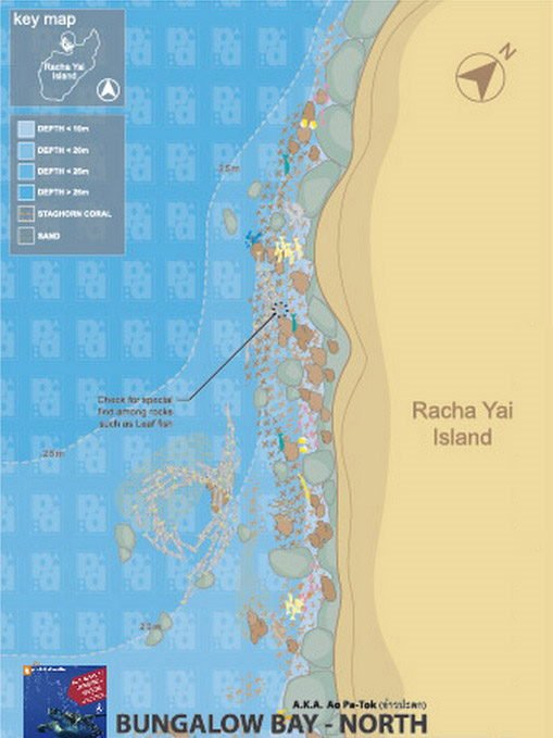 Bungalow Bay North Wall Racha Yai Dive Site Map